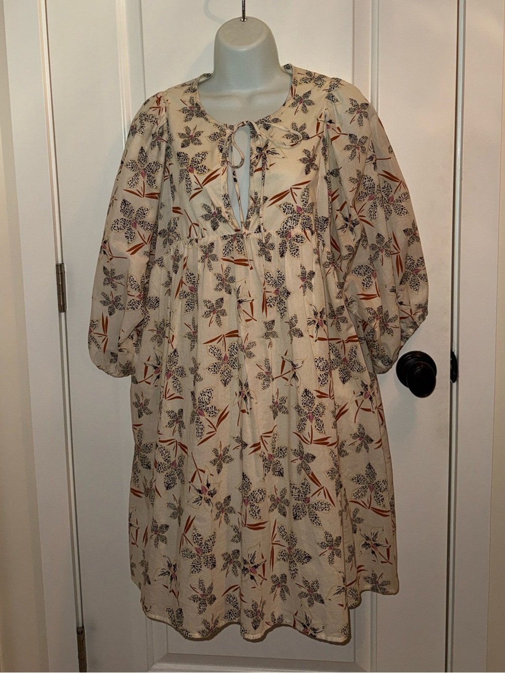 Caballero Collection XL Floral Cotton Babydoll Mini Dress  👗 nwot